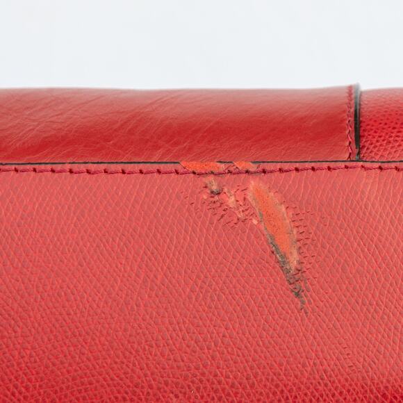 Big Red Purse Large Satchel Bag ITALIAN LEATHER Crossbody Handbag - Picture 8 of 13